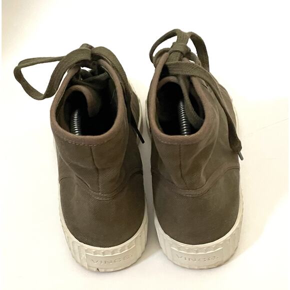 Vince High Top Casual Canvas Sneaker Army Green Size 7 Medium - Picture 4 of 9